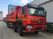 قرمز رنگ HOWO 371/420 اسب بخار 8x4 12 چرخ بزرگ کامیون معدن / کامیون / کامیون کمپرسی برای حمل و نقل سنگ شن و ماسه