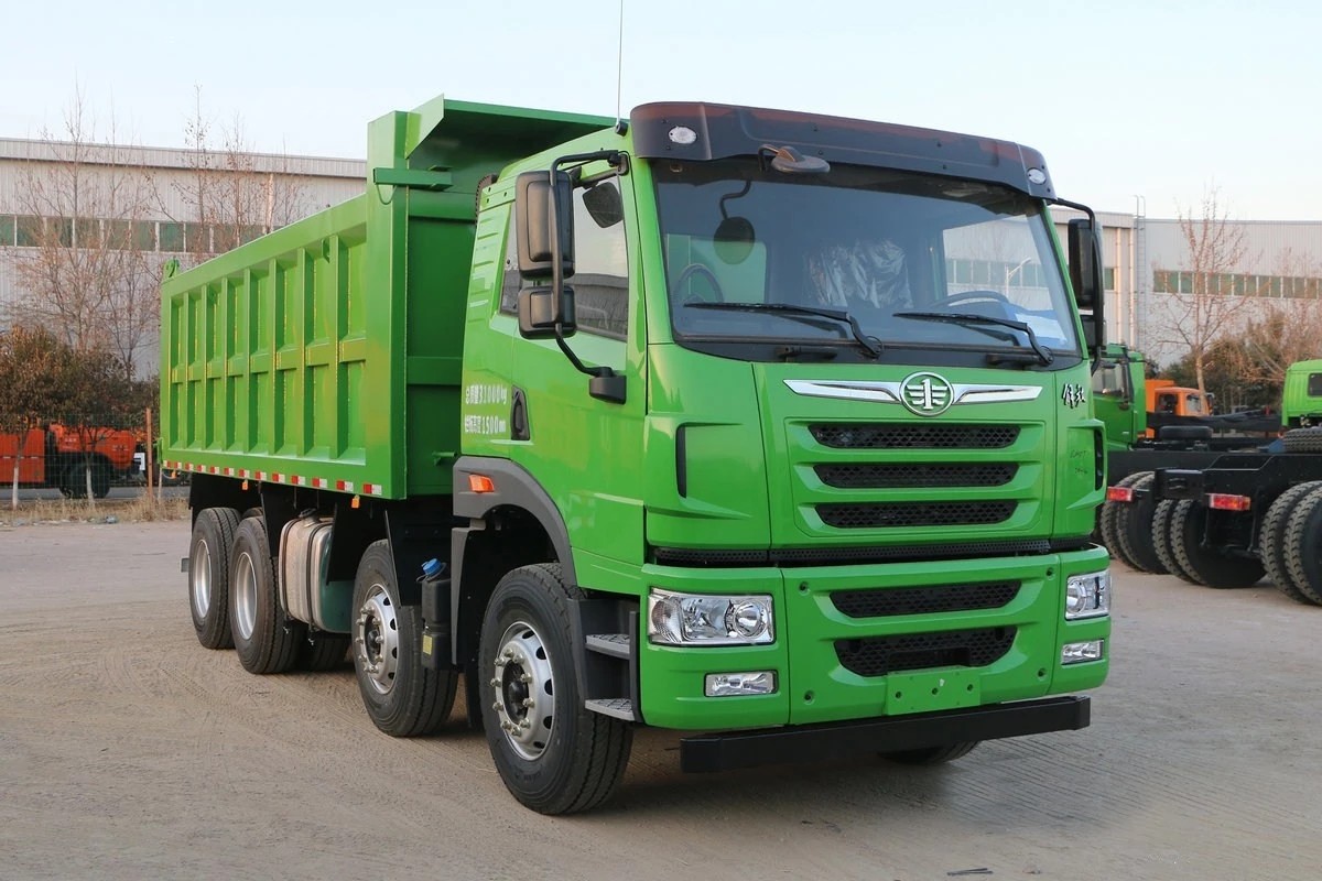 FAW 8x4 12 کامیون کمپرسی، سبز رنگ 32 تن کامیون کامیون کمپرسی کامیون