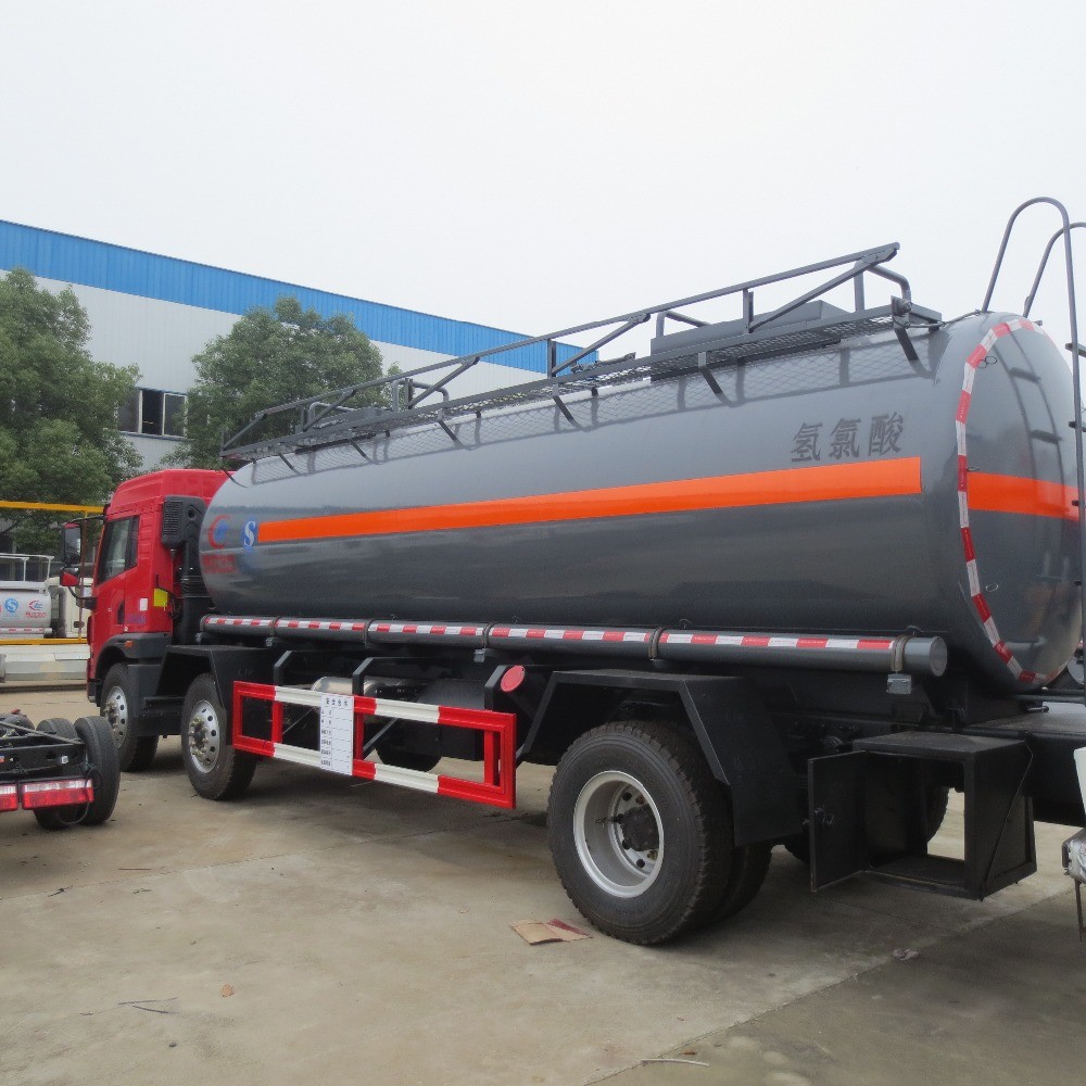 سرخ FAW 15000L 8 × 4 اسید هیدروکلریک تانکر کامیون نوع سوخت دیزل انتقال دستی