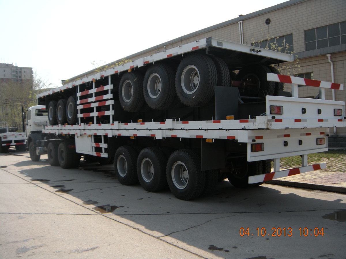 40ft Three Alxes کامیون های سنگین نیمه تریلر کامیون با ضخامت 14mm بالا