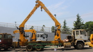 کاملاً جدید 6X4 HOWO کامیون تخت صاف سوار جرثقیل تلسکوپی بوم کامیون