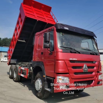 کامیون کمپرسی HOWO دست دوم رنگ قرمز 380 اسب بخار/400 اسب بخار موجود است
