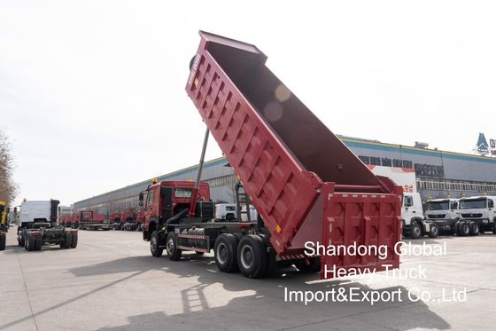 کمپرسی Sinotruk HOWO 8×4 با موتور 420 اسب بخار و بدنه بار تقویت شده برای ماینینگ سنگین
