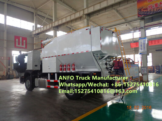 HOWO 10/15/20/30T ماشین برای مخلوط کردن و بارگذاری مواد منفجره آمونیوم دانه دار ANFO، خدمات کار انفجاری،کارگاه موبایل تولید مواد منفجره MEMU MMU