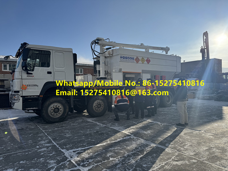 کارایی پر کردن بالا HOWO 15/20/25T BCLH-20 در محل مخلوط مواد منفجره گرده ای آمونیم ANFO آمولسیون کامیون مواد منفجره متحرک واحد تولید مغولستان