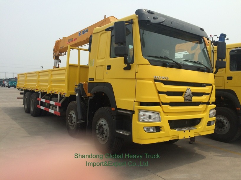 کاملاً جدید 6X4 HOWO کامیون تخت صاف سوار جرثقیل تلسکوپی بوم کامیون
