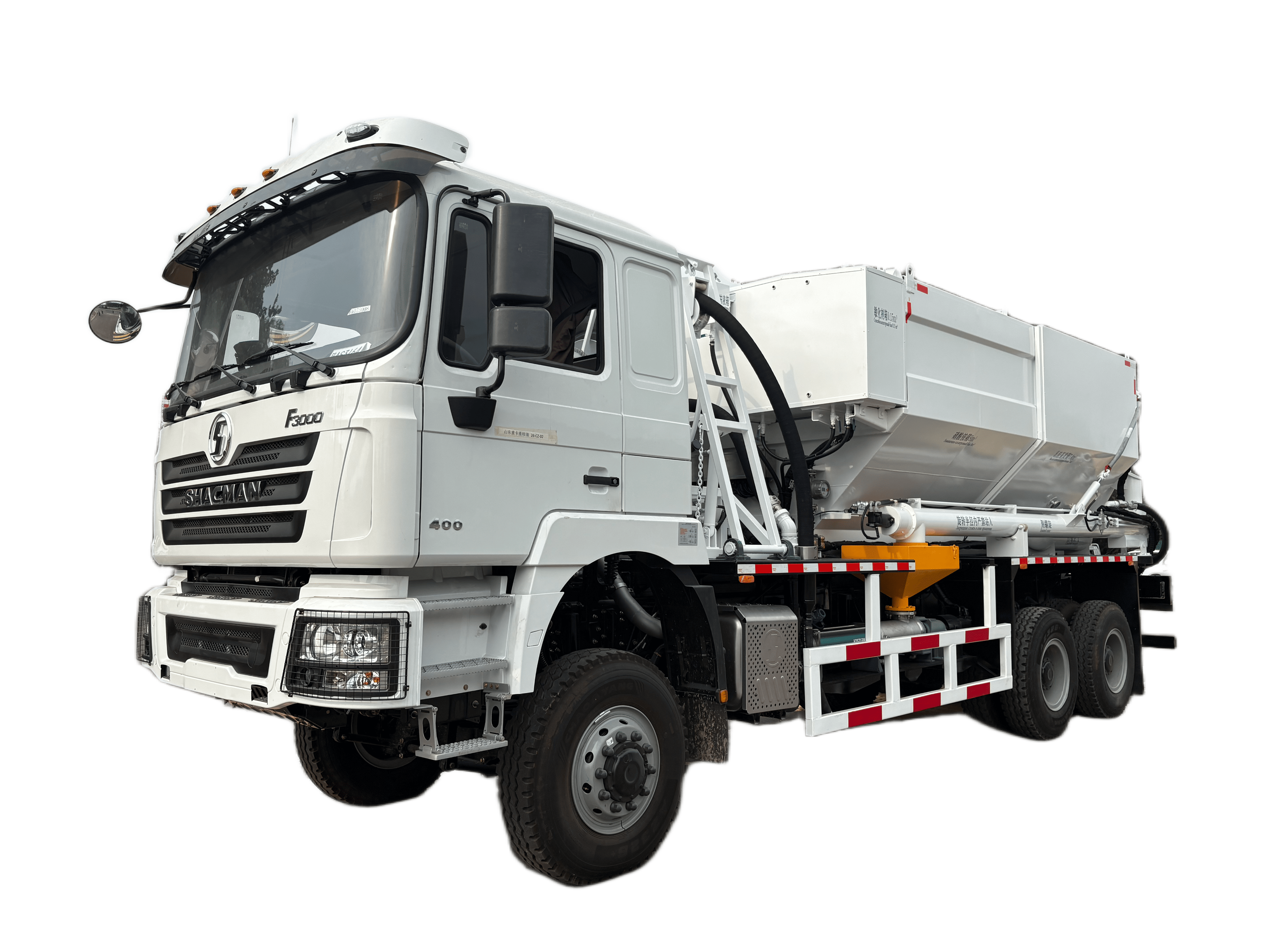 New SHACMAN 6×4 Heavy-Duty Bulk Emulsion Mixing and Charging Truck with 300 kg/min Charging Efficiency and 8-23 m Telescopic Hose Arm for Mining